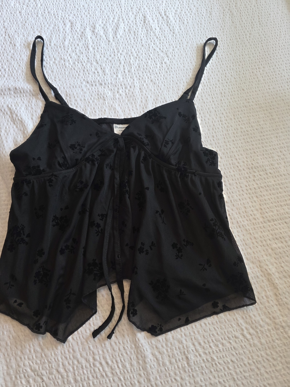No Boundaries Black Floral Velvet-Devore Cami L